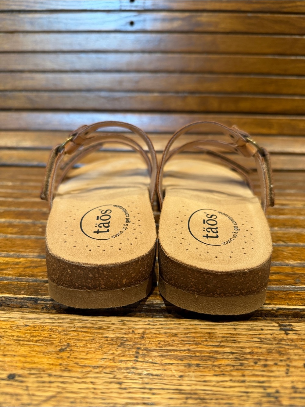 Taos Tan Leather Double-Strap Comfort Sandals - Picture 3 of 4